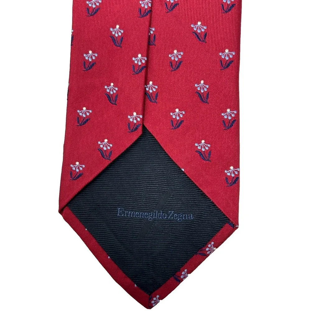 Ermenegildo Zegna Red Floral Silk Tie 61.75